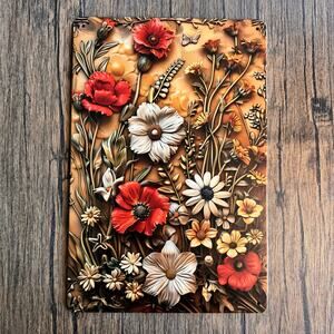 Wall Hanging Sign Metal Sign Flowers Poppy Daisy Daisies Gift NEW FAST SHIP